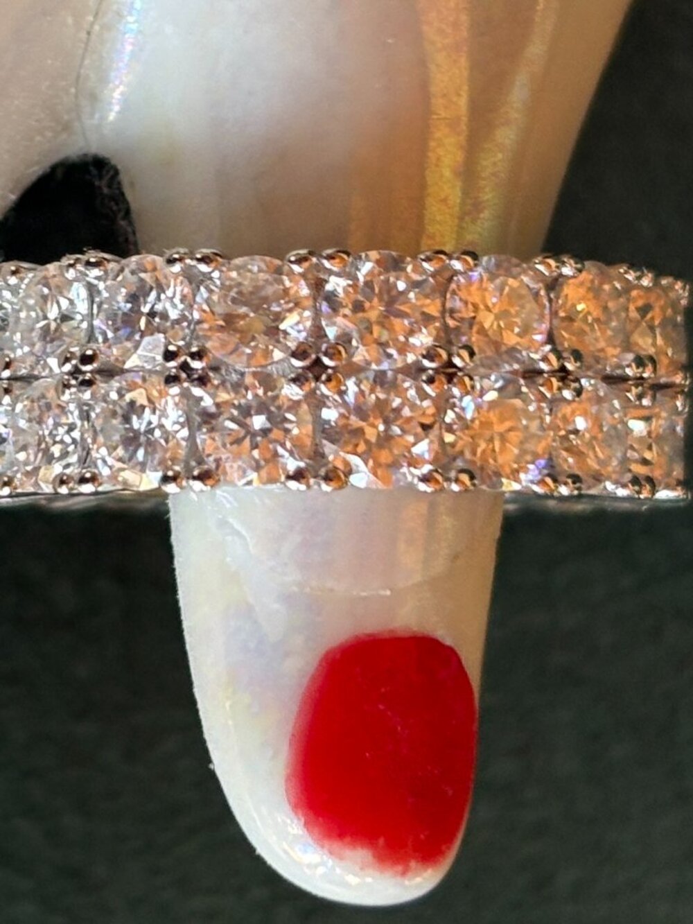 Moissanite 2 Row Band Ring size 9
